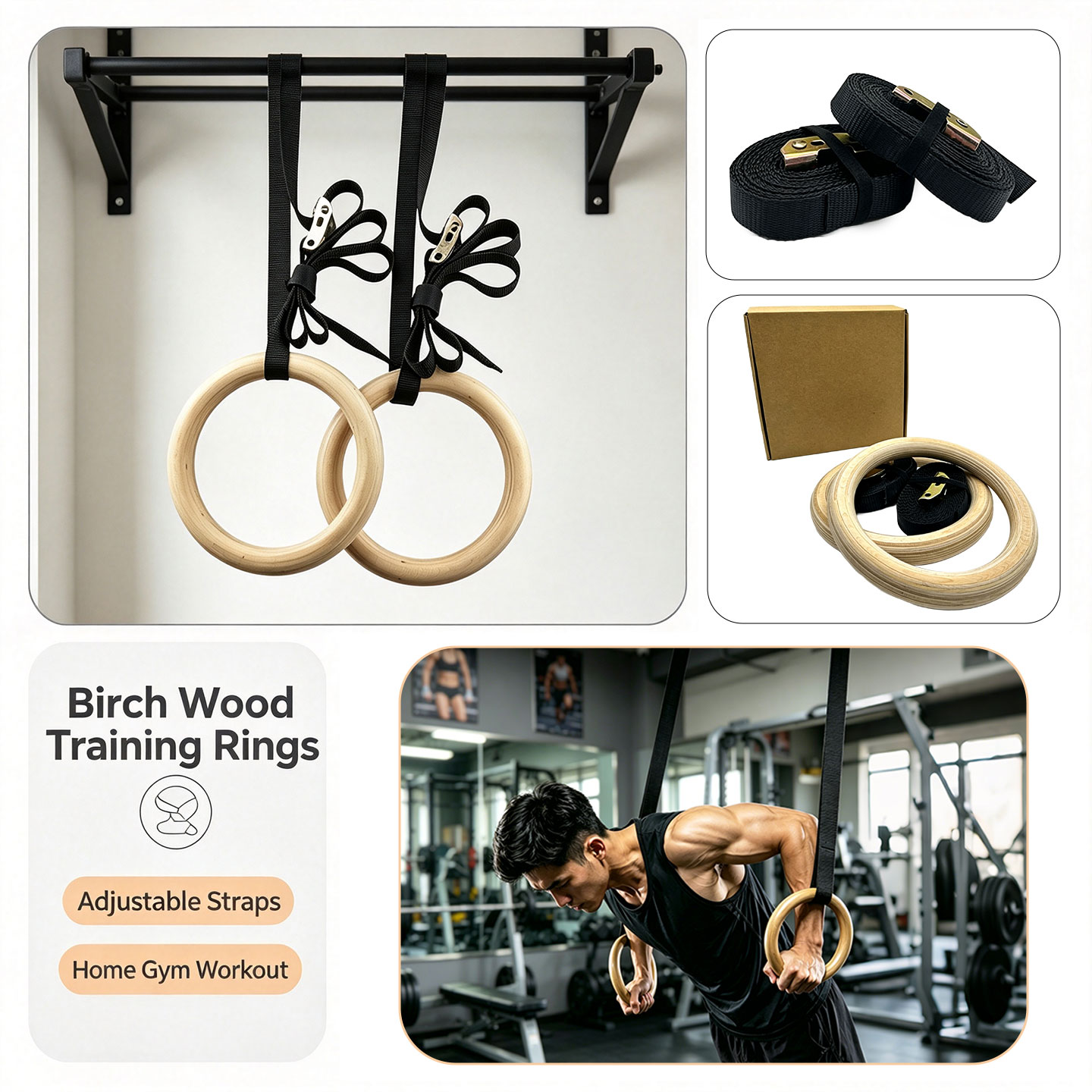 Birch Wood Gymnastic Rings，wit - Gymnastic Ring Wood 评论和价格