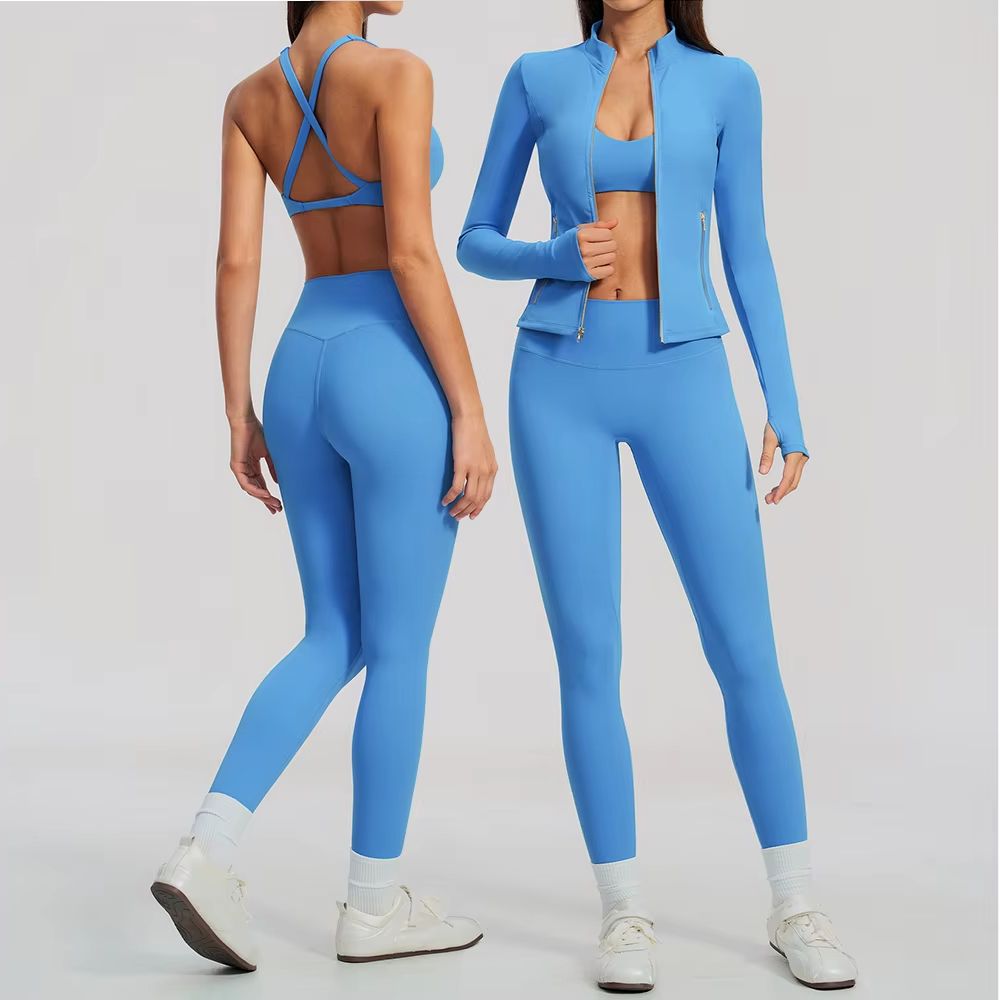 Women 2/3Pcs Yoga Set Zip Up T - Crossfit Workout With Equipment 评论和价格