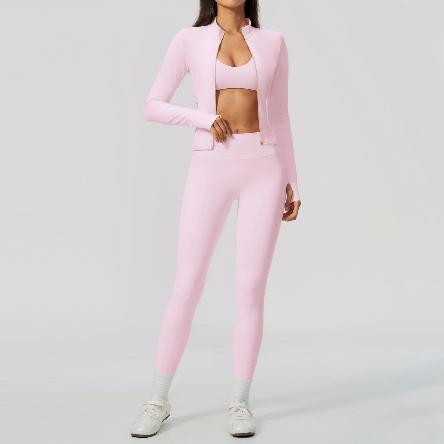 Women 2/3Pcs Yoga Set Zip Up T - Crossfit Workout With Equipment 评论和价格