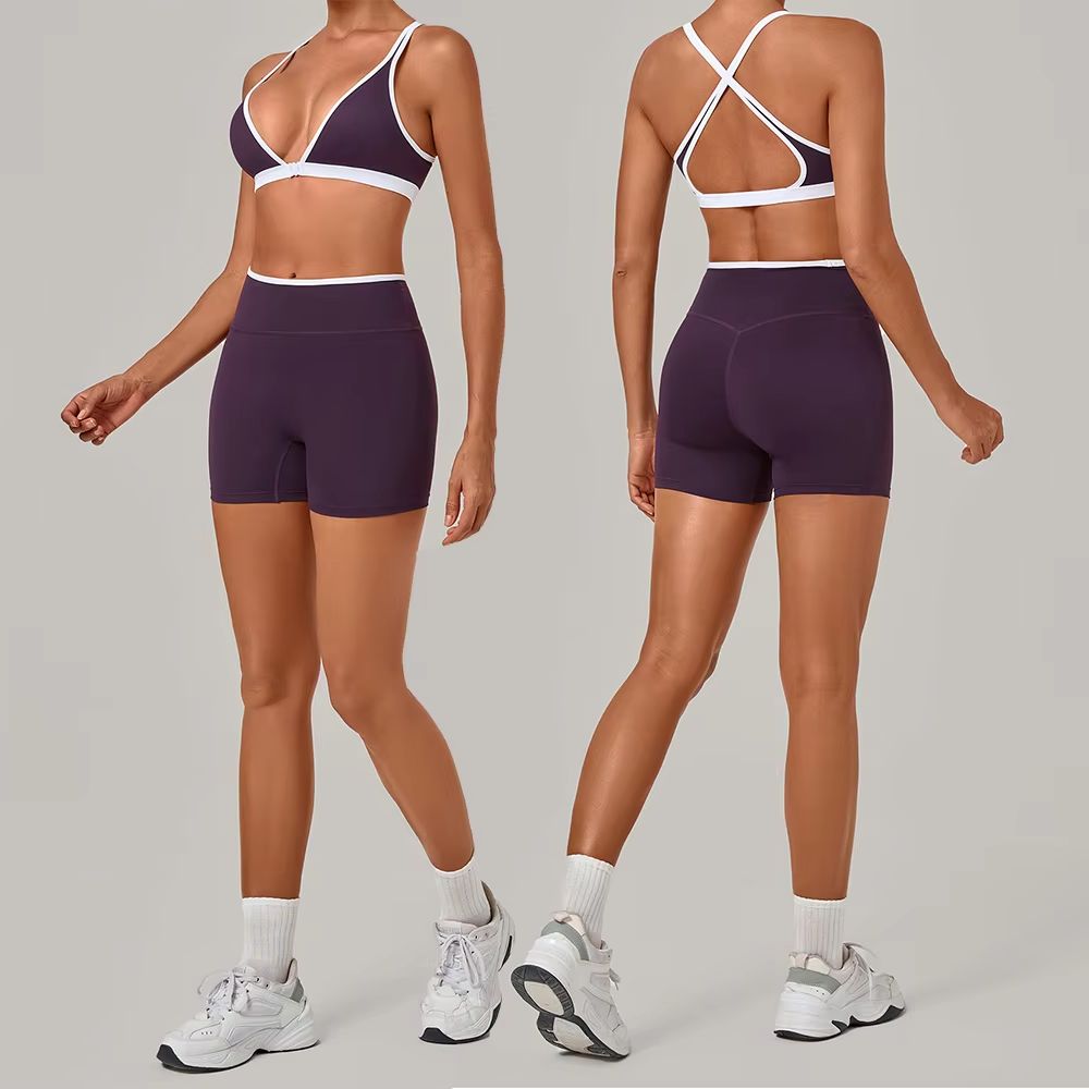 Women 2 Piece Yoga Set Deep V  - Crossfit Equipment 评论和价格